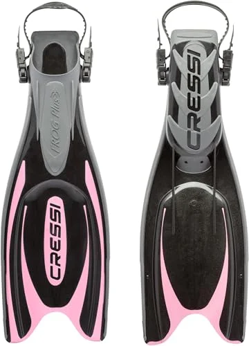 Premium Adjustable Open Heel Diving Fins Lightweight Durable Scuba Gear (Black Pink, XSS) 8bkmb
