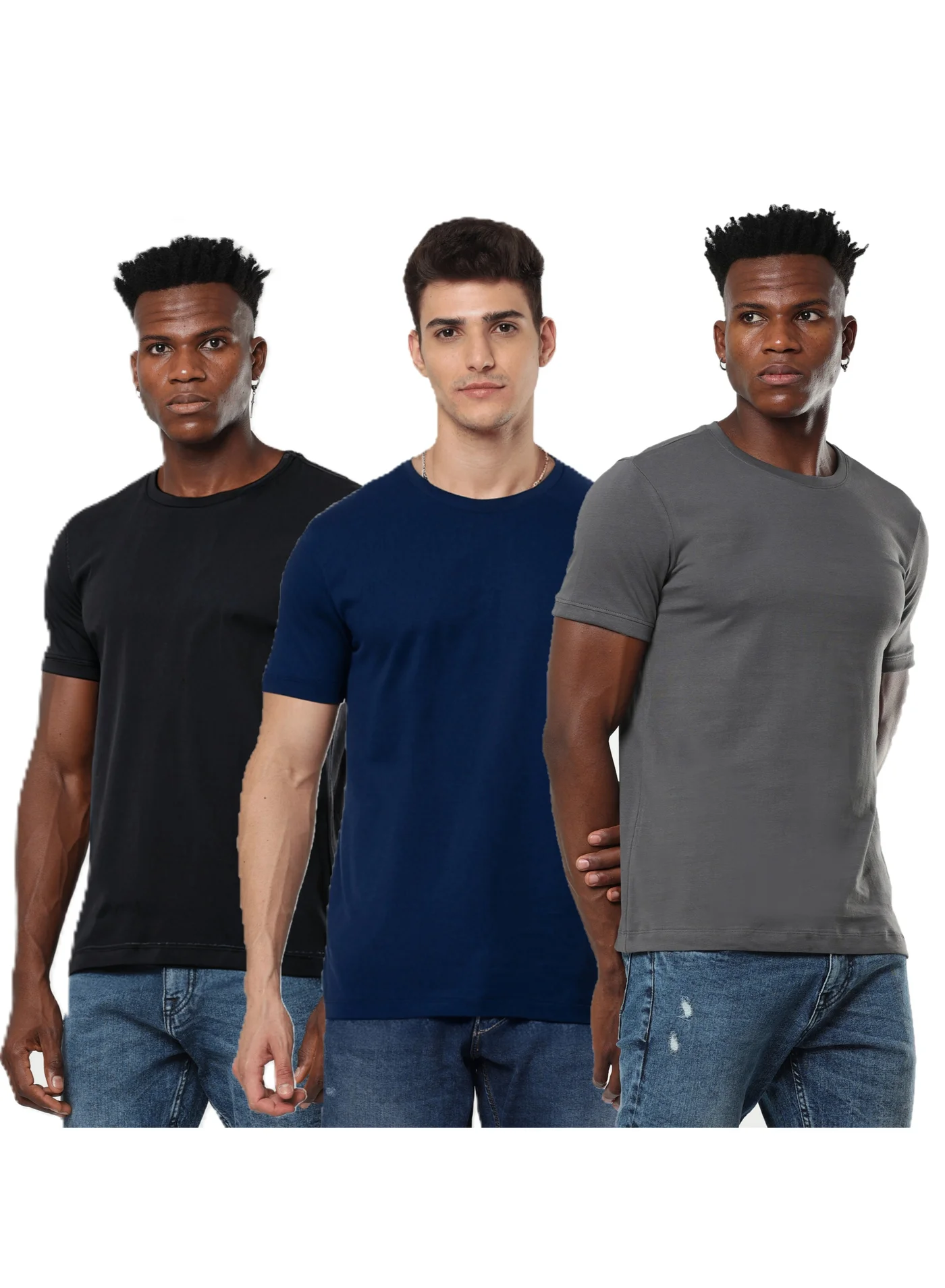 OSCAR JEANS Premium Men's Crew Neck T-Shirt (Organic Cotton, 3 Pack, 180 GSM) yrr49