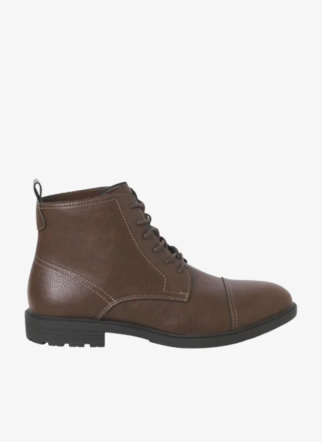 JACK & JONES Casual Ankle Boots Premium Leather Style For Men (Brown, 42 EU) 4l4tf