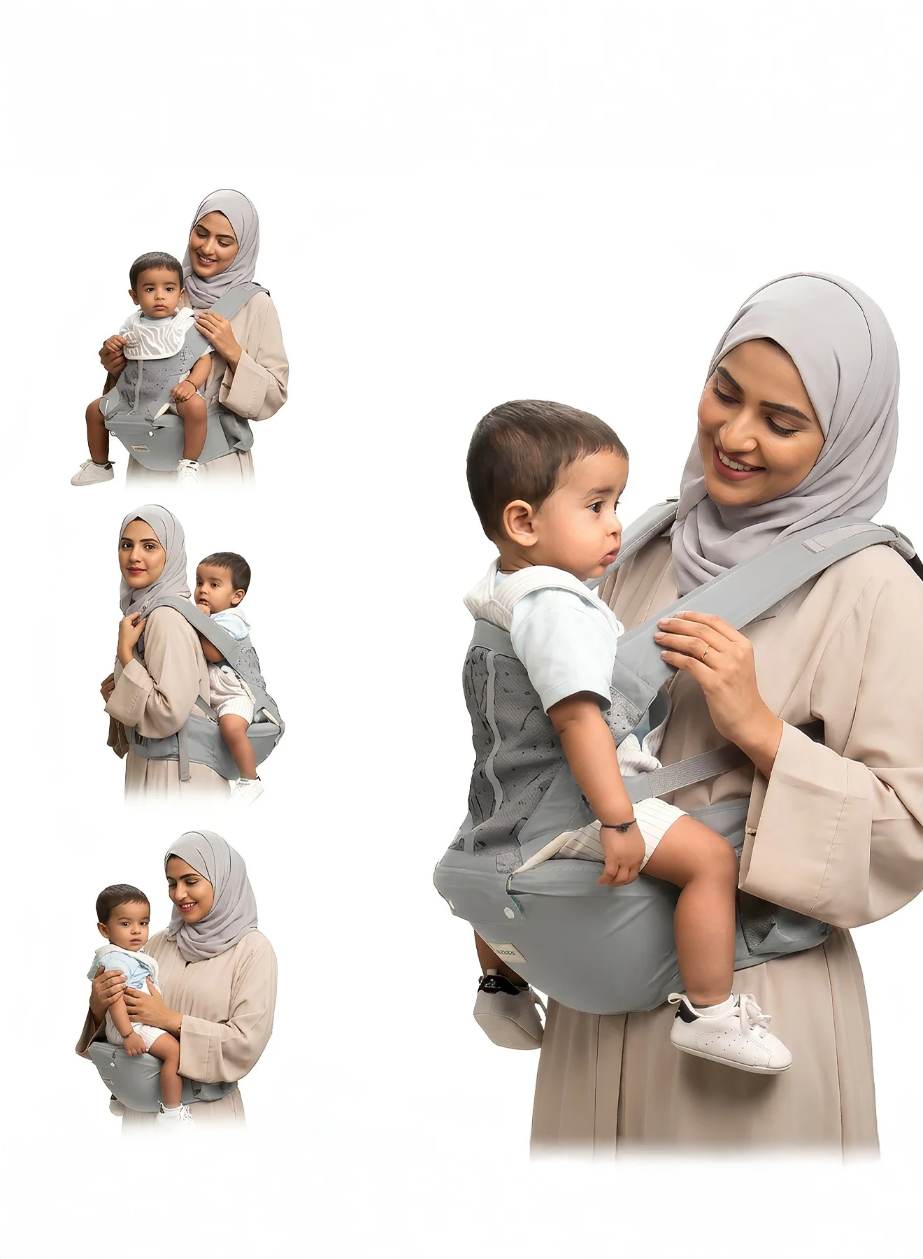 BAYBEE Ergonomic Hip Seat Baby Carrier with Lumbar Support and Breathable Mesh (Dark Grey, 0-3 Years) 6r3at