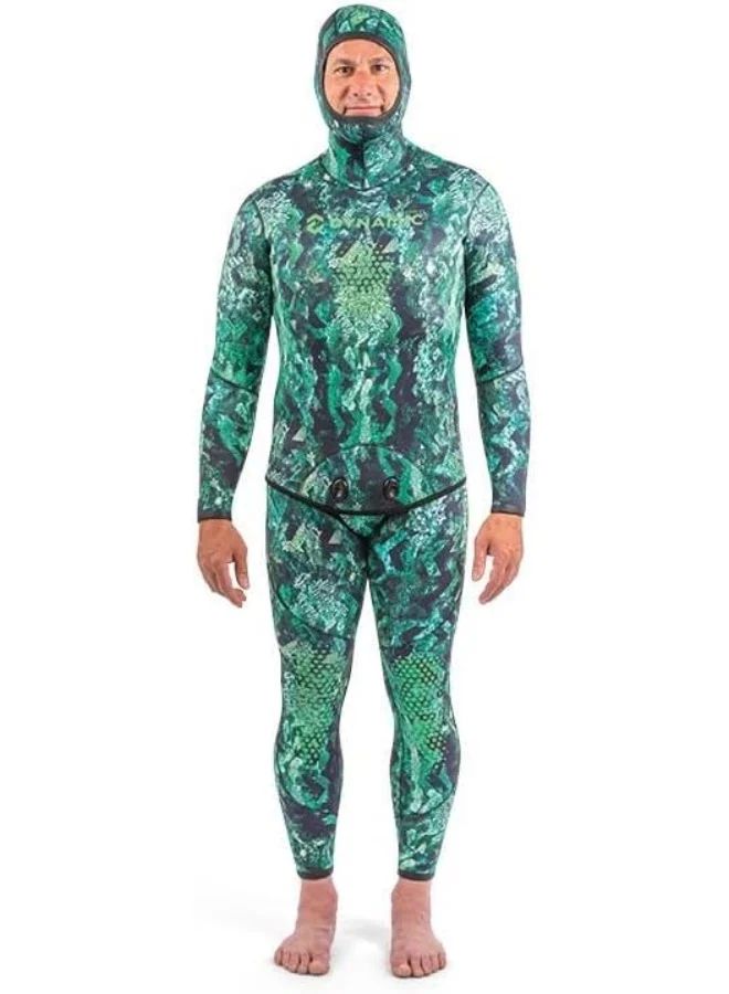 DYNAMIC NORD SFS-2 Free Dive Suit 1.5mm Hooded Jacket and Pant Set (Green, Camouflage) qlmup