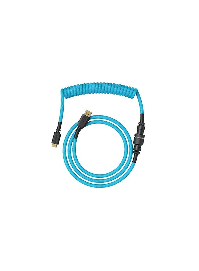 Glorious Coiled Keyboard Cable USB-C Artisan Braided Cable for Mechanical Gaming Keyboards (Electric Blue, 150 cm) h7w9l