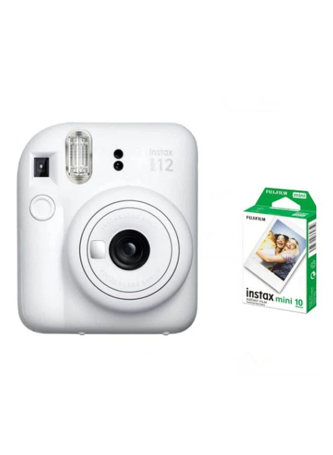Instant Film Camera Compact Portable Photography Device (Clay White, 10-Film Pack) a6agz