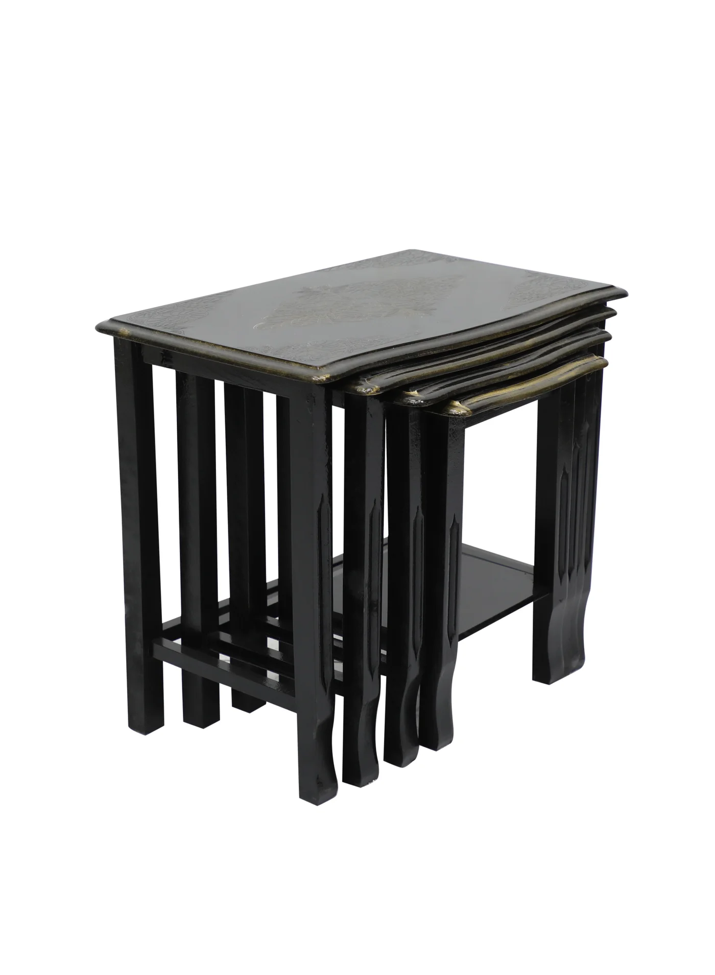 Premium Nesting Table Set of 4 Rectangular Space-Saving Coffee Tables for Living Room and Office (Black, 4-Piece Set) pgvb1