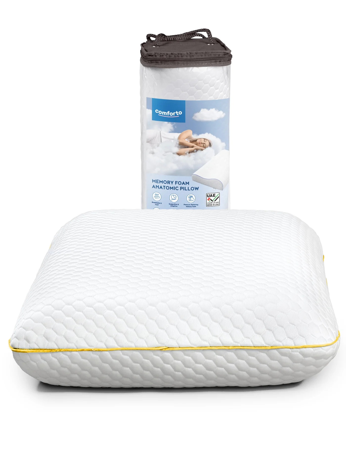 Premium Memory Foam Pillow Ergonomic Support for Neck and Shoulders (King Size, 70x45x14 cm) uawc6