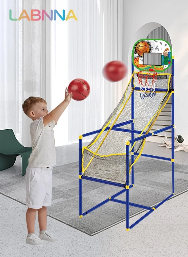 LABNNA Basketball Arcade Game Set Indoor Outdoor Sport Activity Center with Hoop and Pump (68x35x125cm) m25kw