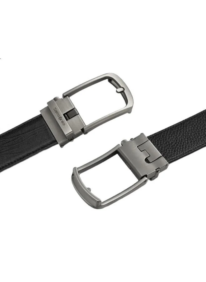 Premium Cowhide Leather Automatic Buckle Belt for Men Business Casual Gift Set (Black, 125 cm) ms9fm