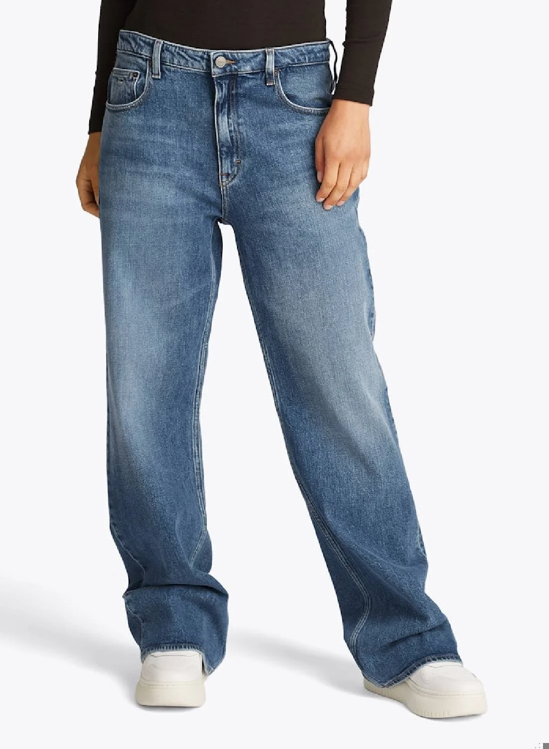Premium Mid Rise Relaxed Straight Jeans Comfortable Denim Pants for Women (Blue, 30) jl7jz