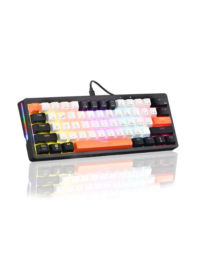 GAMEON AEROX 60% RGB Mechanical Gaming Keyboard (Red Linear Switch, 68 Keys, English-Arabic Layout, Wired) j0f3q