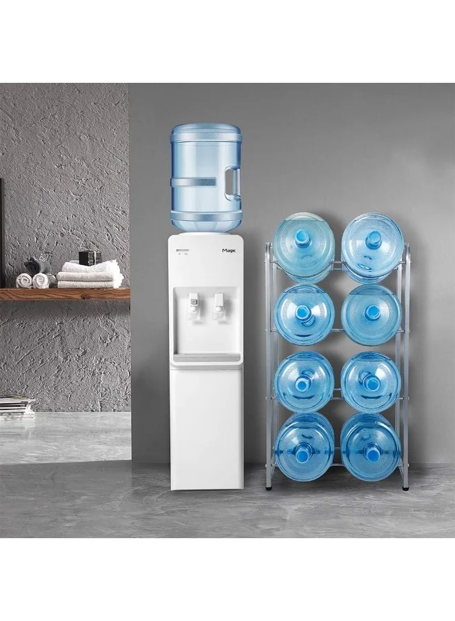 BLOOMING TIME 4-Tier Water Storage Rack (Heavy-Duty Stainless Steel Organizer for 8 Bottles, 19L Capacity) ihlnx