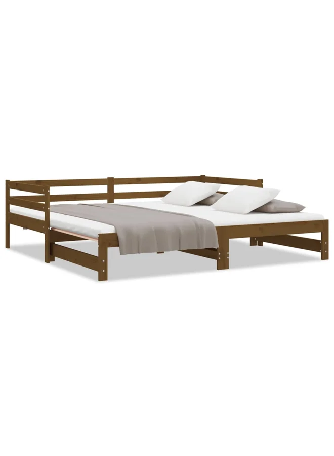 VidaXL Pull-out Day Bed Frame Solid Wood Honey Brown (2x 90x200 cm) w8o62