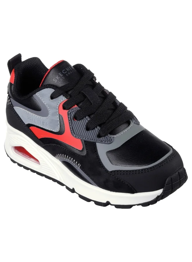 Premium Kids Lace-Up Athletic Sneakers Comfortable Lightweight Walking Shoes (Black, 30 EU) e8ivf