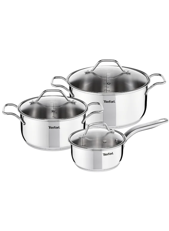 Premium 6-Piece Stainless Steel Cookware Set with Glass Lids and Induction Compatibility (16cm, 20cm, 24cm) o97j8