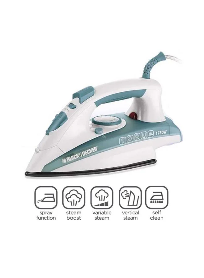 Premium Steam Iron with Ceramic Coated Soleplate and Anti-Calc System (Blue, 220 mL, 1750 W) abntl
