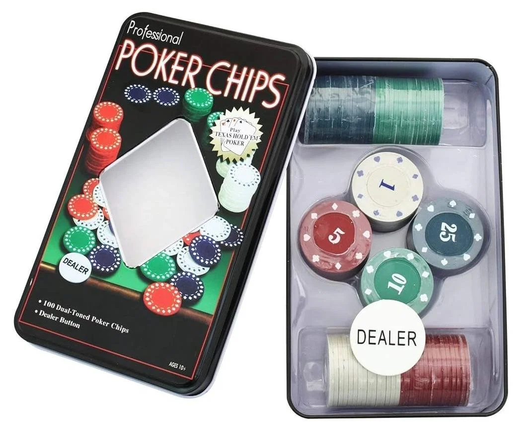 PROFESSIONAL Poker Chip Set Casino Style Gaming Kit (100 Pieces) x6yvi