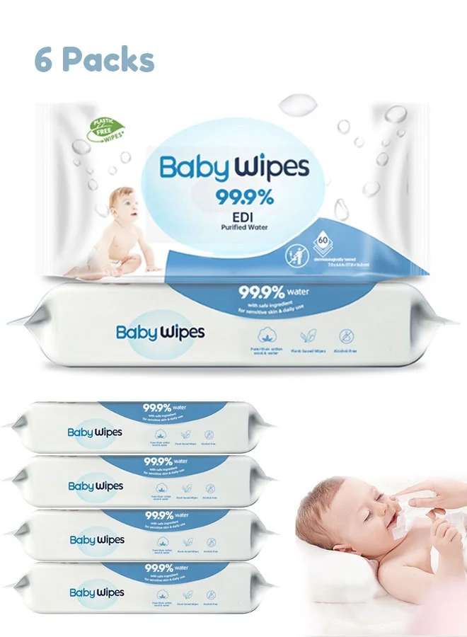 Super ZYouth Water Based Baby Wipes, Ultra-Mild Unscented Cleansing Wipes for Sensitive Skin (6 Pack, 360 Count) sxcm7