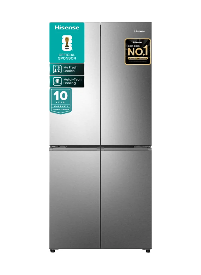 Hisense Cross Door Refrigerator with My Fresh Choice and Metal-Tech Cooling (Silver, 456L Net Capacity) skh4a