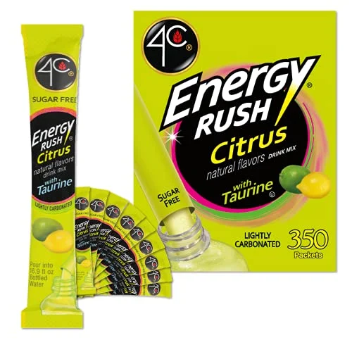 4C Energy Rush Citrus Drink Mix Stix Refreshing Water Flavoring (350 Count Bulk Pack) t79fg