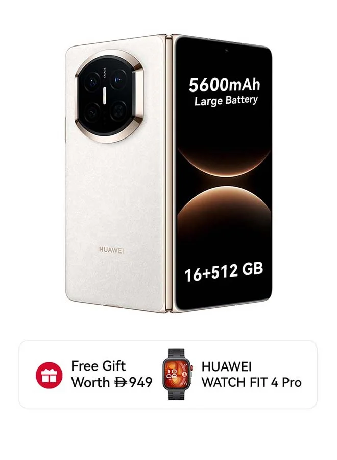 Smart Foldable Smartphone 512GB 16GB RAM Dual SIM (Brocade White, 8 inch) - Premium Middle East Version nxyf5