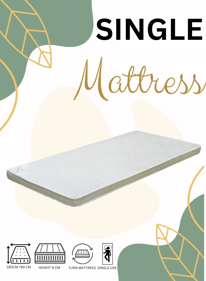 AFT Orthopedic High-Density Foam Mattress Premium Single Bed Support (190 cm x 90 cm x 6 cm) pw2z4