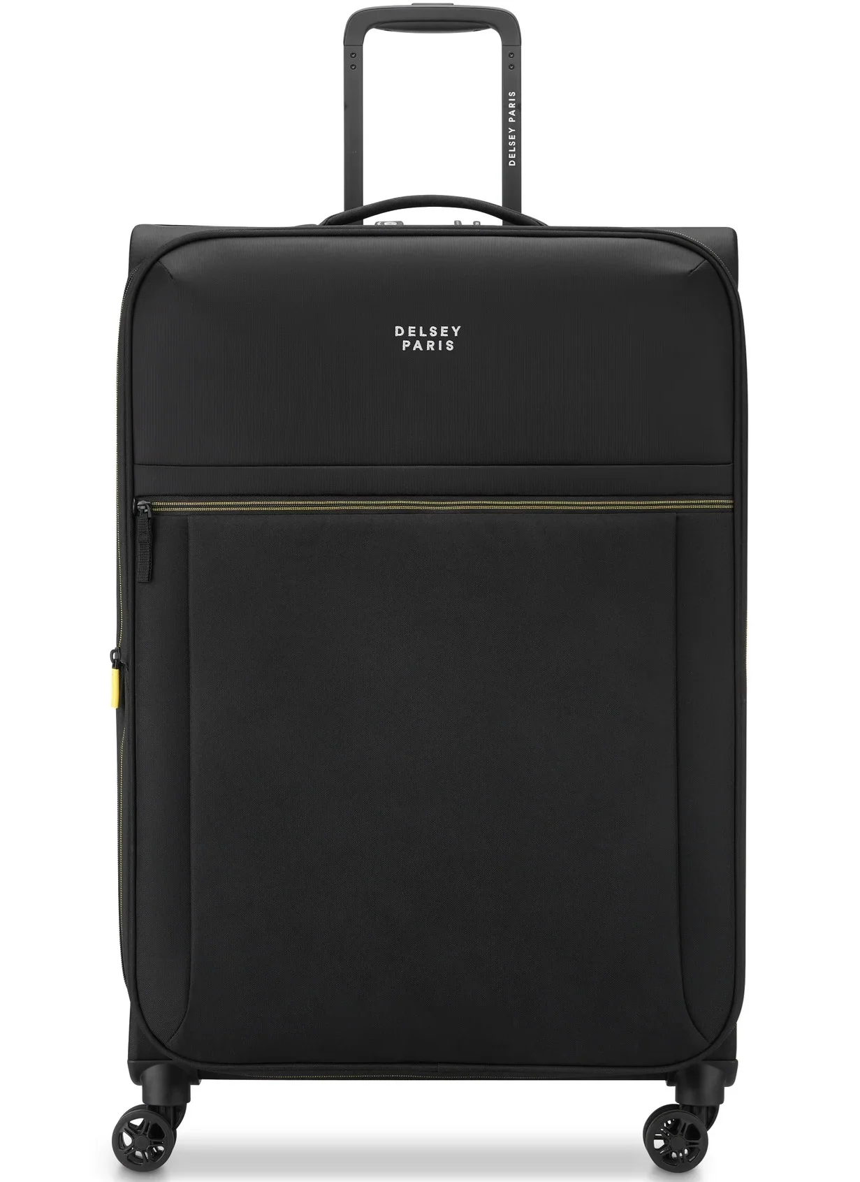 Premium Soft Case Expandable Luggage Trolley with 4 Double Spinner Wheels (Deep Black, 77 cm) f0jj8