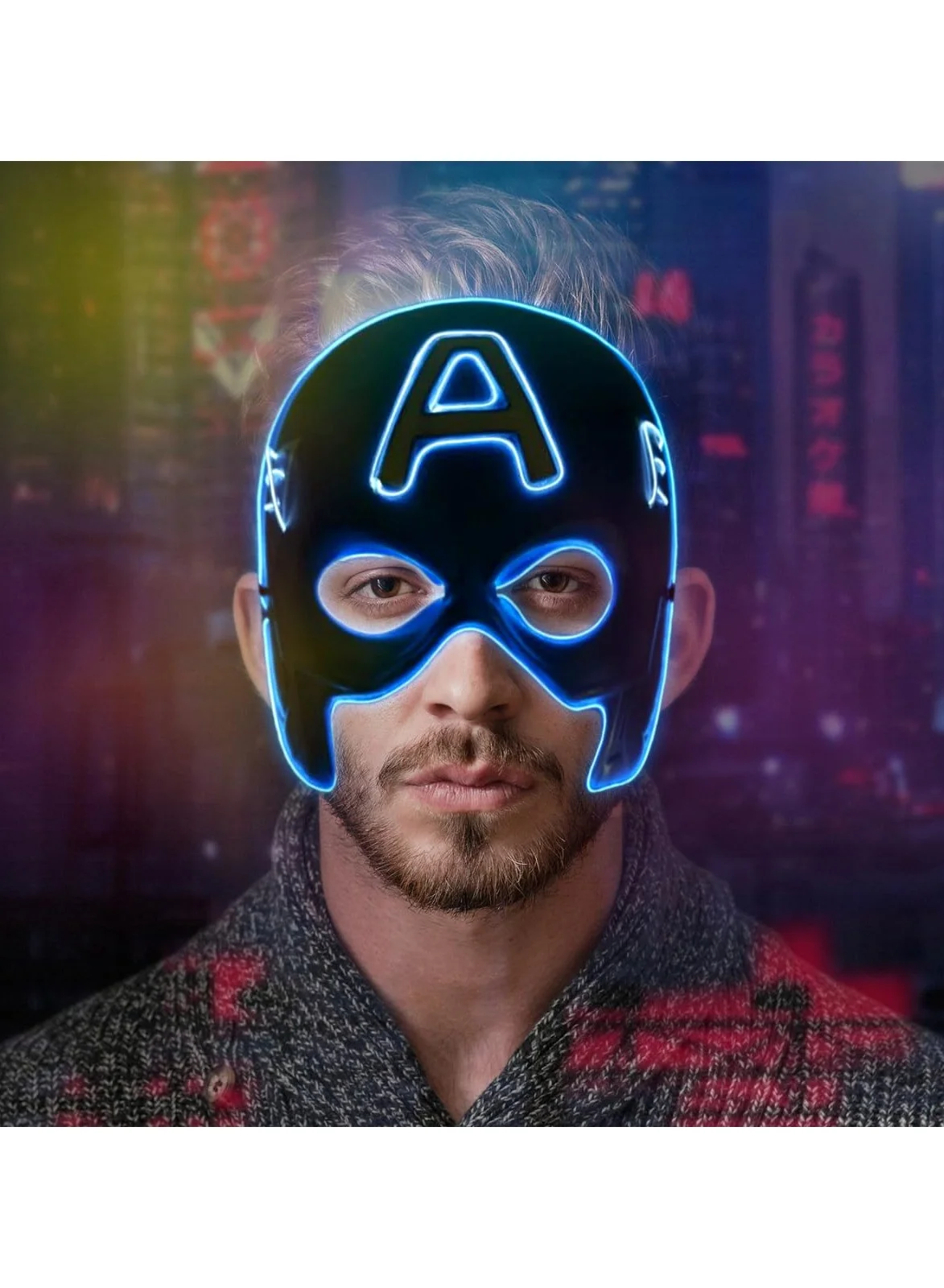 SYOSI LED Transforming Face Mask Light Up Superhero Neon Costume Accessory for Cosplay Parties (One Size) 5x71l
