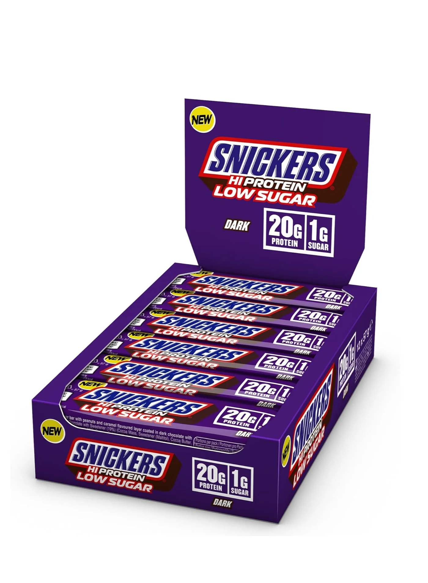 Premium Dark Chocolate Protein Bar Low Sugar Snack (12 x 57g) i40kq