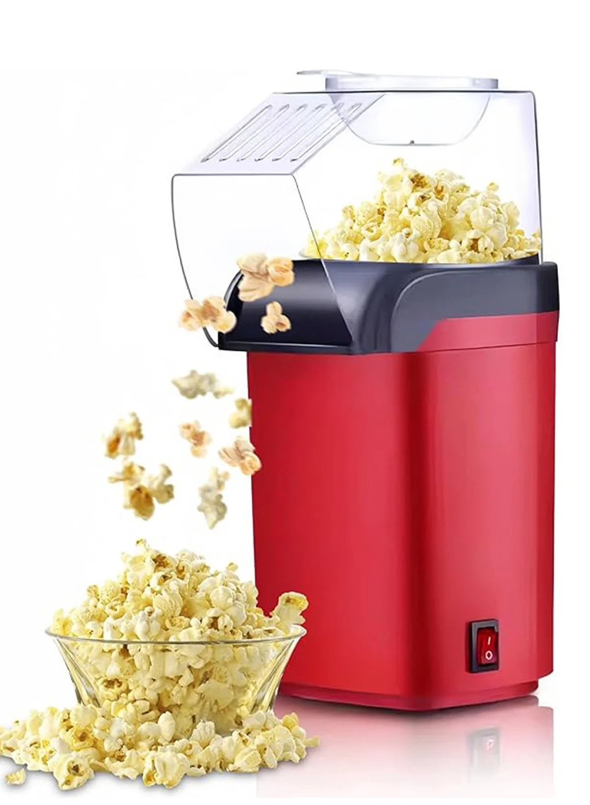 TOP Hot Air Popcorn Maker Premium Electric Popper Machine (Red, 1.8L) 5ojnl