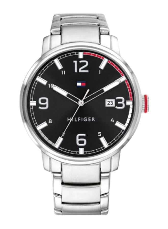 Premium Stainless Steel Analog Quartz Watch for Men (Silver, 44mm) p0c3j