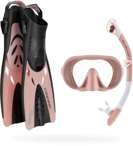 Premium Snorkeling Gear Set Professional Diving Mask and Snorkel (Rose Gold, L-XL) 5we91