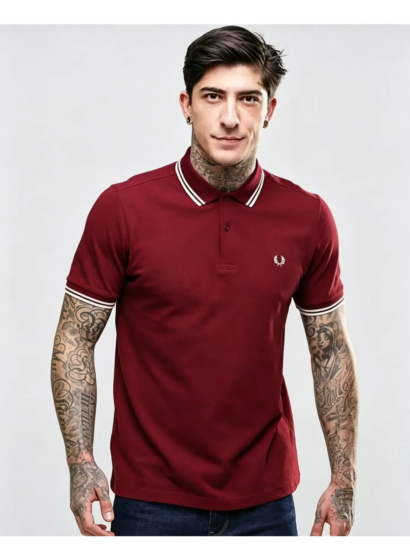 Premium Men's Short Sleeve Polo Shirt Casual Embroidery Cotton Top (Wheat, Large) xwzb8