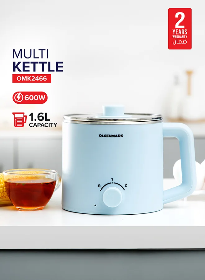 Olsenmark Electric Multi Kettle Premium Stainless Steel Interior with Anti-Scald Exterior (Blue, 1.6 L) kex6a