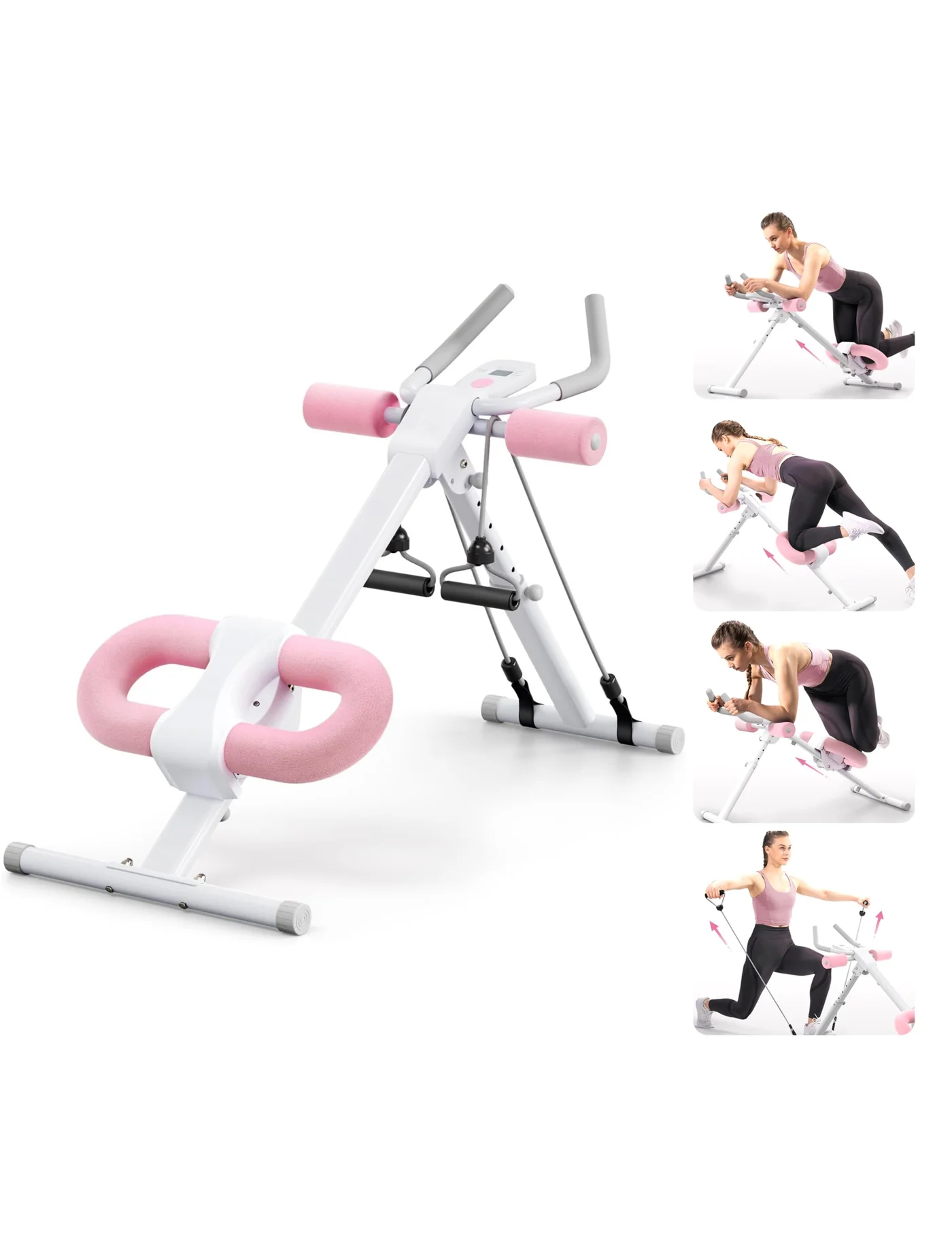 WALALLA Height Adjustable Abdominal Trainer Machine (Foldable Core Strength Fitness Equipment with LCD Display) l1cse