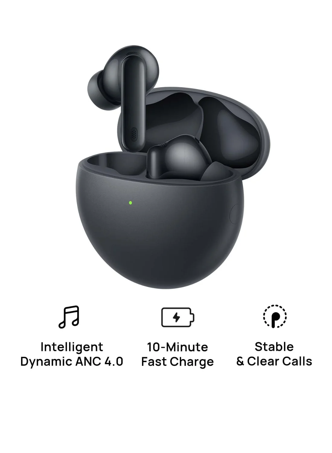 Smart Wireless Bluetooth Earbuds with Active Noise Cancellation and Spatial Audio (Black) woger