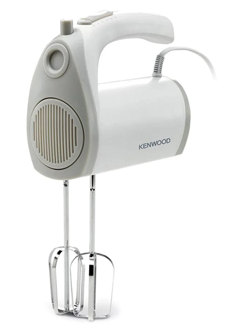 Premium Electric Hand Mixer with 5 Speeds and Turbo Function, Stainless Steel Attachments for Baking and Cooking (White, 300 W) j09fe