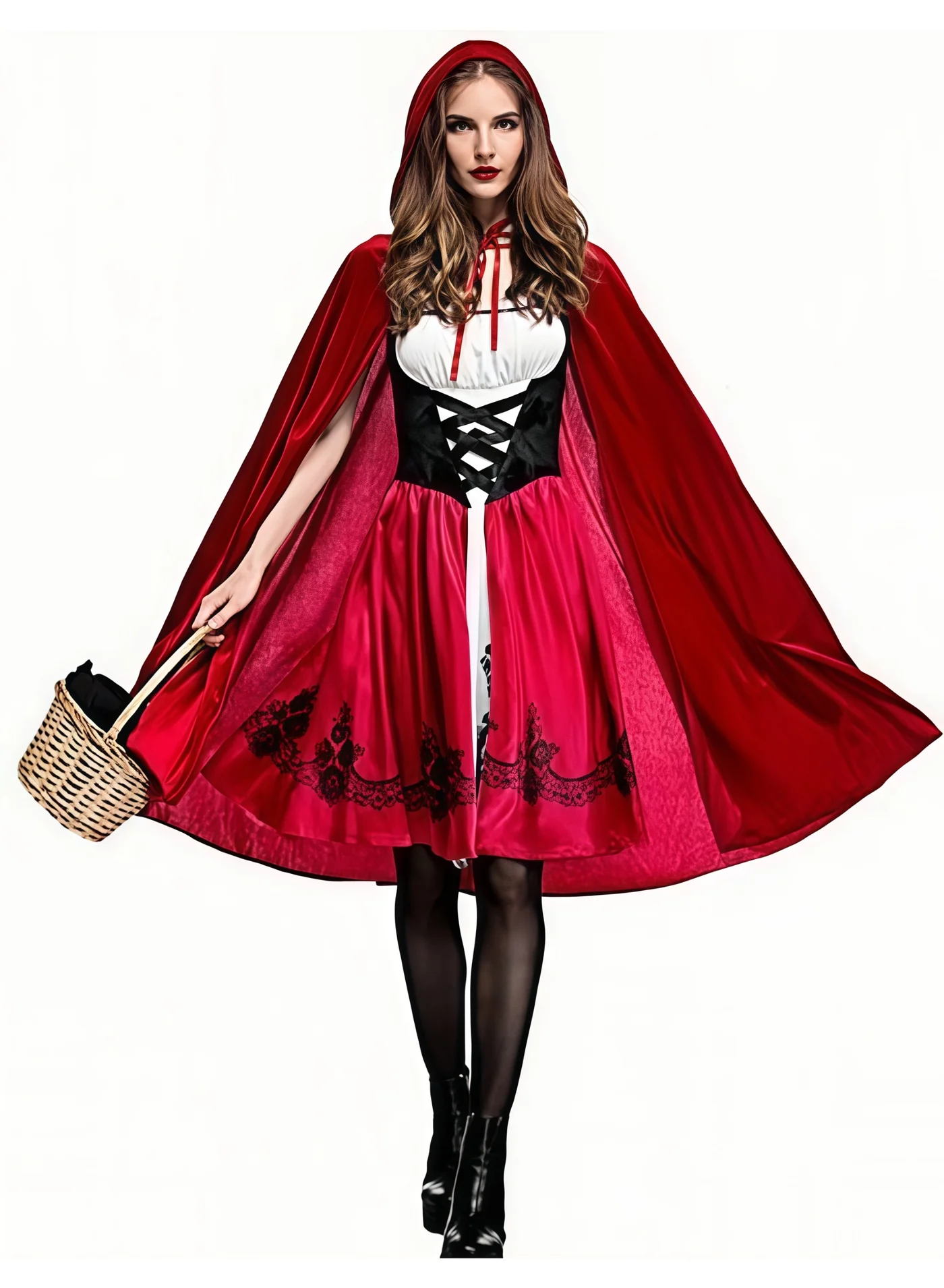 NIBEMINENT Little Red Riding Hood Costume Set for Women Premium Cosplay Cloak and Dress (Red, Adult) rxuq1