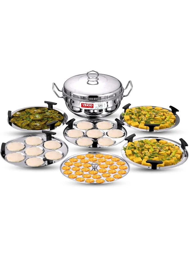 VINOD Deluxe Stainless Steel Multi Kadai Steamer Pot (3.8 Litre, 26 cm) Induction Compatible Heavy-Duty Cookware i2yfa