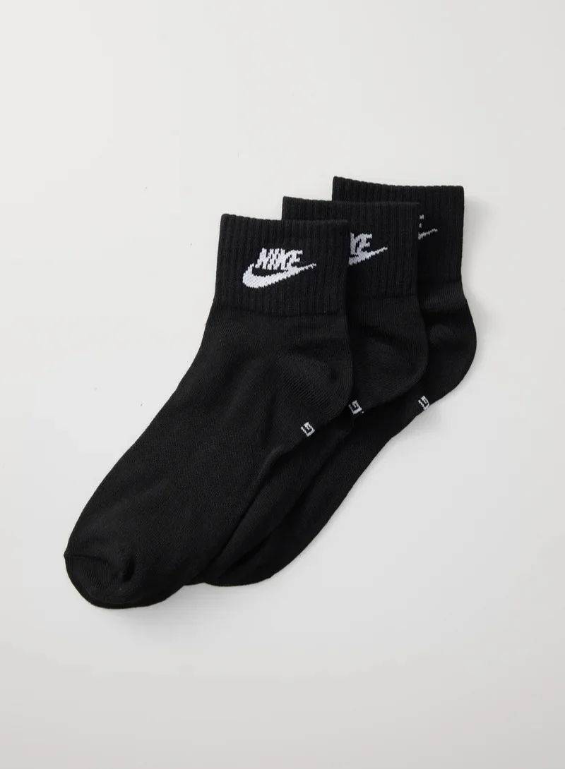 Athletic Everyday Essential Ankle Socks (3 Pack, Polyester Blend, Unisex) pwfte