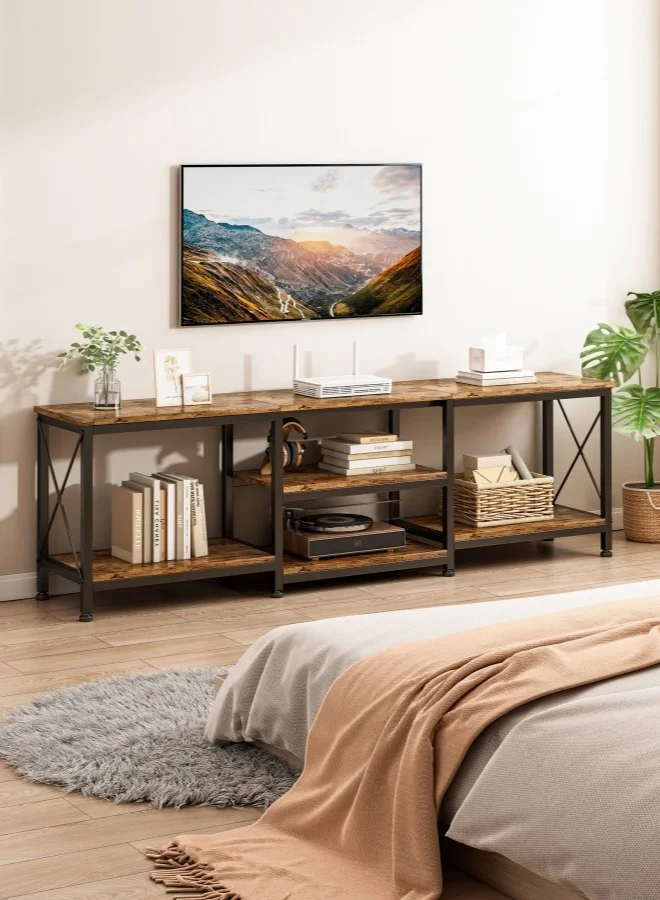 Harlan Industrial TV Stand Media Console Table with Storage Shelves for Living Room (Rustic Brown, 180x40x60cm) t9hzo