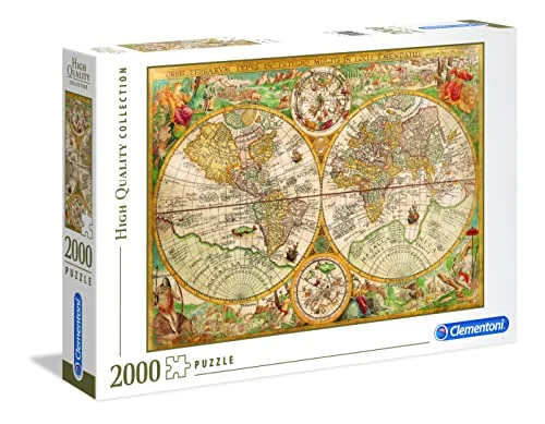 Premium Ancient Map Jigsaw Puzzle 2000 Pieces Challenging Educational Activity Set (Multi-Color) 4s4c4