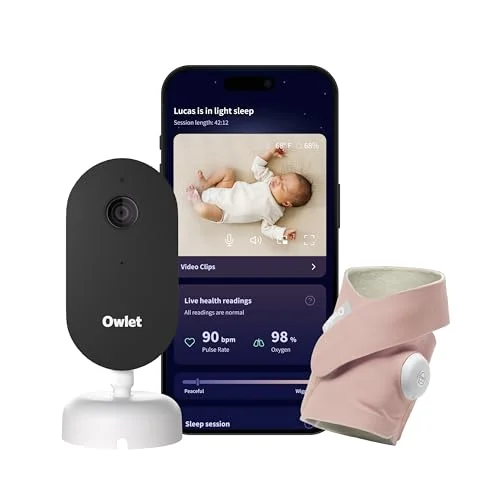 Smart Baby Monitor and Health Tracking System with 2K HD Video and Sleep Insights (Dusty Rose, One Size) t62w8
