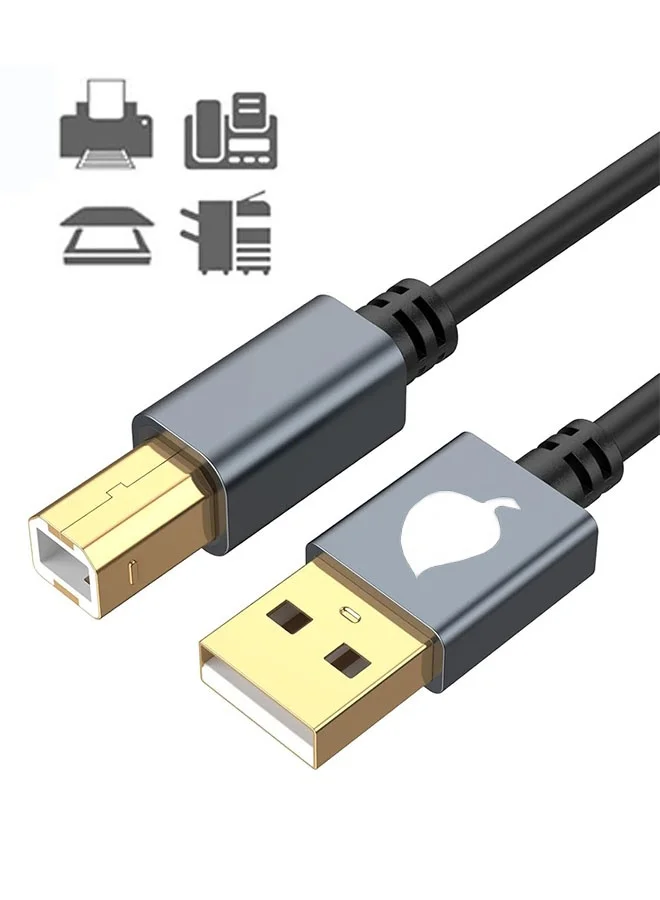 Premium USB 2.0 A to B Printer Cable High-Speed Data Transfer Cord with Aluminum Housing (2m) 18h0d