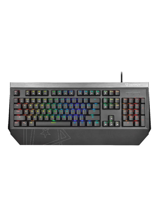 VERTUX Tantalum Mechanical Gaming Keyboard with Blue Switches, Full-Size Wired Layout, RGB Backlit, 104 Anti-Ghosting Keys, English/Arabic (1 Unit) lnq99
