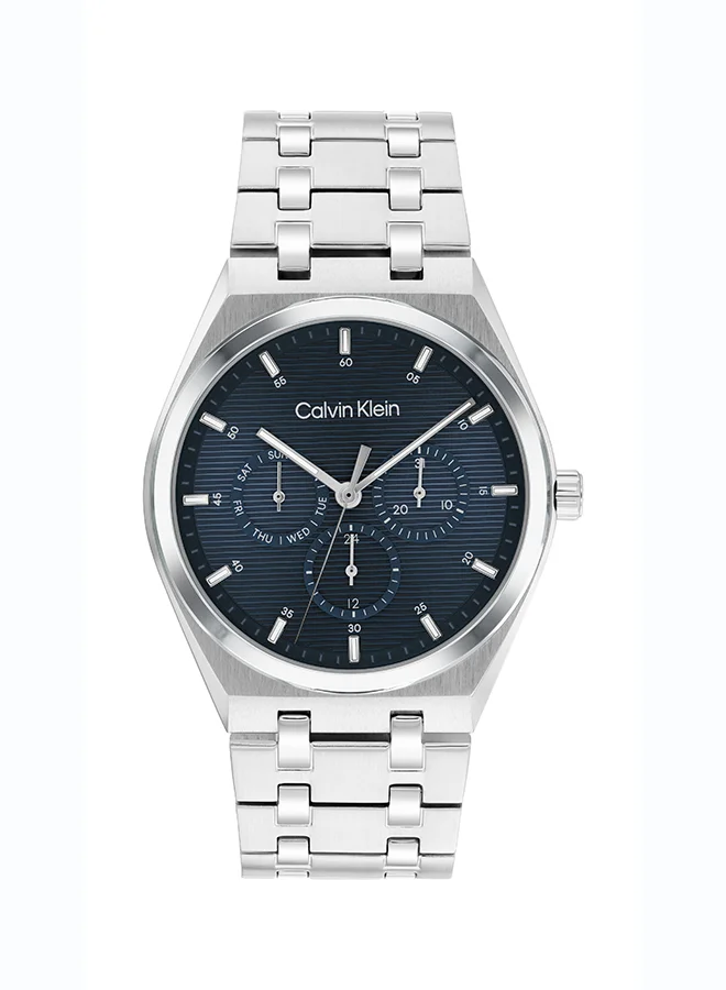Premium Analog Quartz Men's Watch with Blue Dial and Stainless Steel Bracelet (42mm) b8ej9