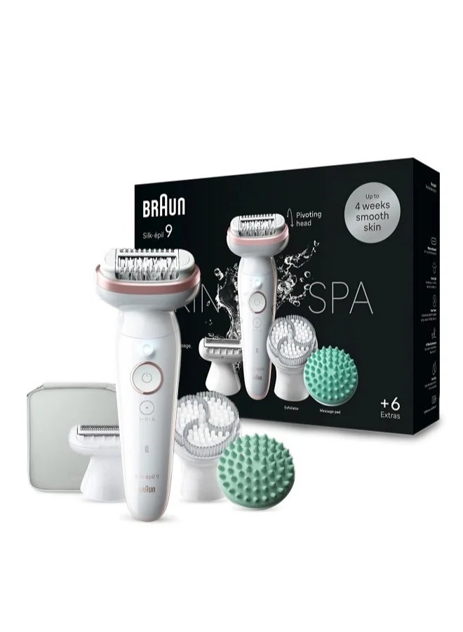 Premium Wet & Dry Epilator and Body Exfoliation System with Massage Cap and 6 Attachments (For Women) 6meq2