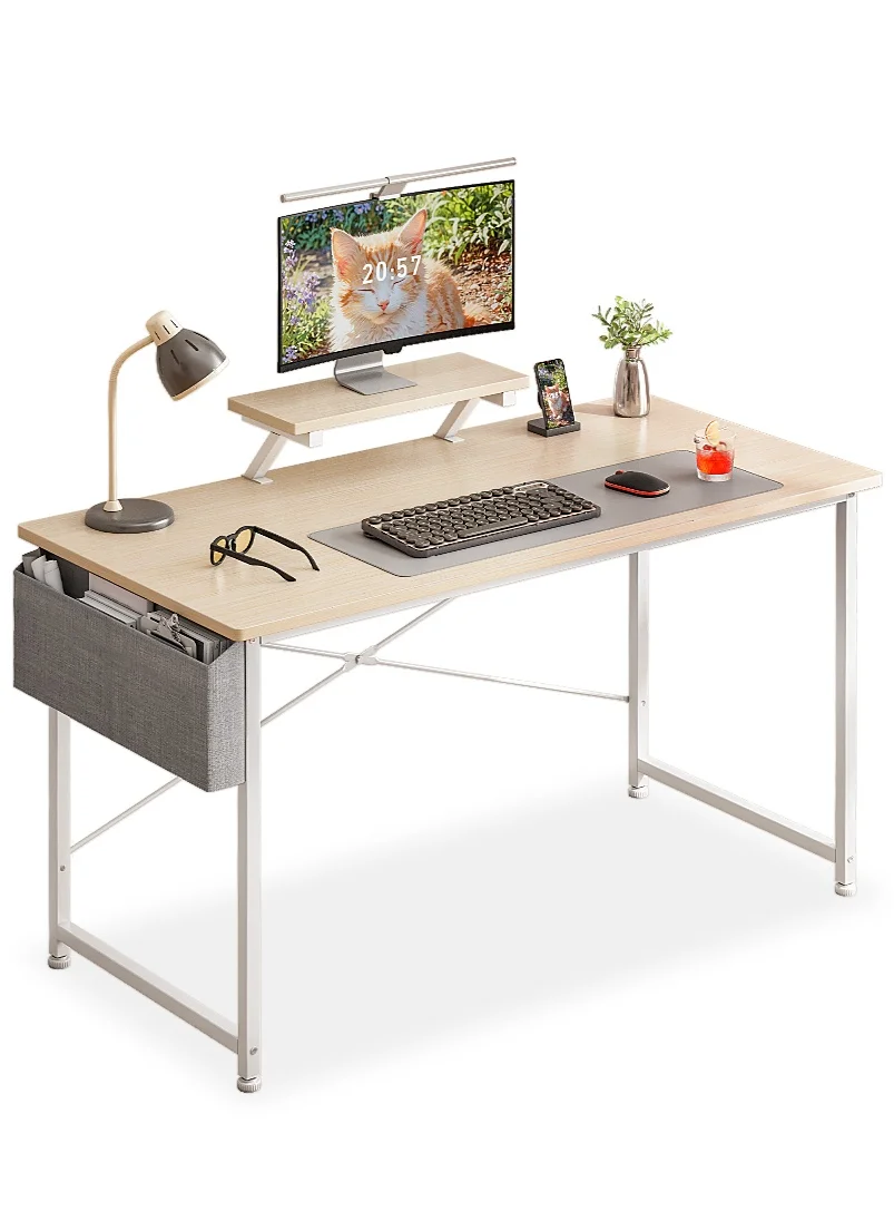 Stubborn Home Office Computer Desk with Monitor Stand and Storage Bag (110x50x75cm) g37mv