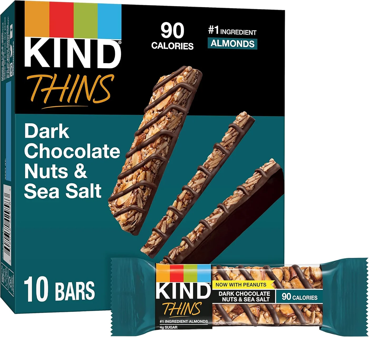 KIND THINS Dark Chocolate Nuts and Sea Salt Bars (Premium Gluten-Free Snack, 10 Pack) s8y2j