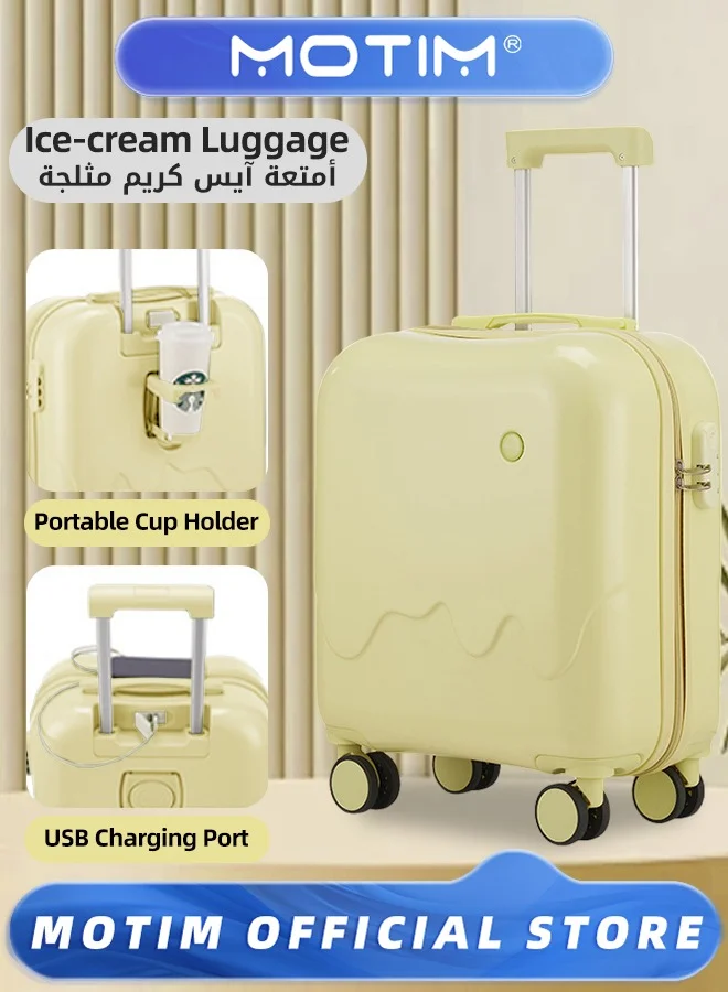 Motim Multi-functional Carry On Luggage with Cup Holder and USB Charging Port (20-inch) 0cyv5