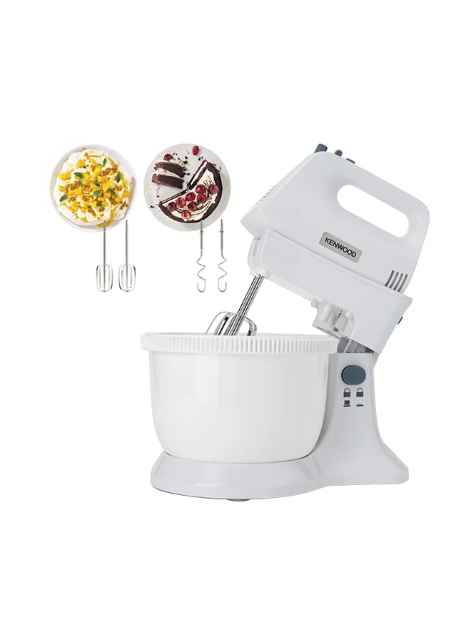 Premium Electric Stand Hand Mixer with 3.4L Rotary Bowl 450W Kitchen Appliance (White) anz9p