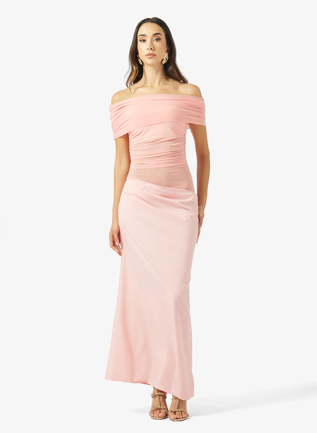 Ginger Offshoulder Ruched Bodycon Dress Premium Elegant Evening Wear for Women p41ui